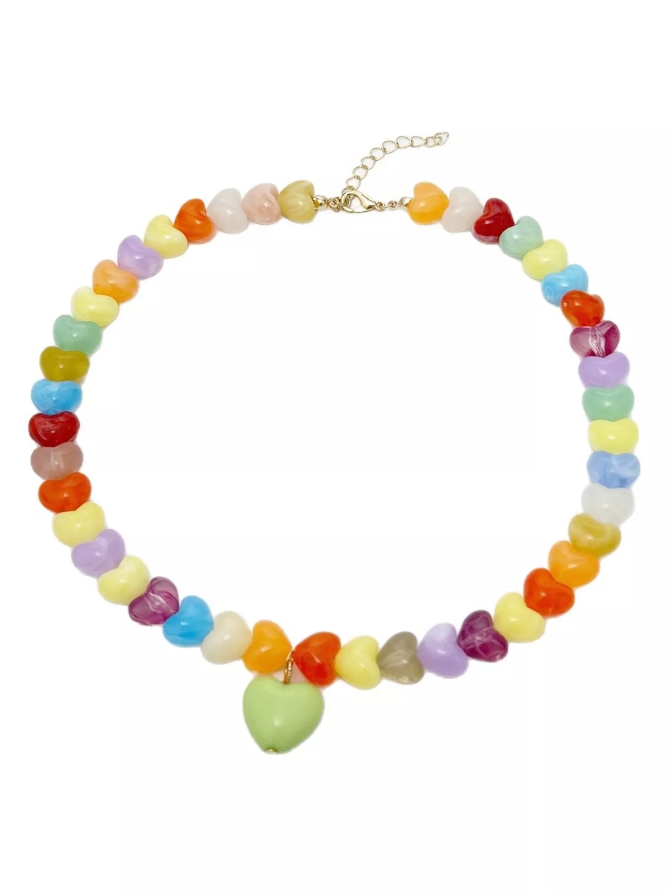 Trendsi Colorful Heart Bead Necklace -