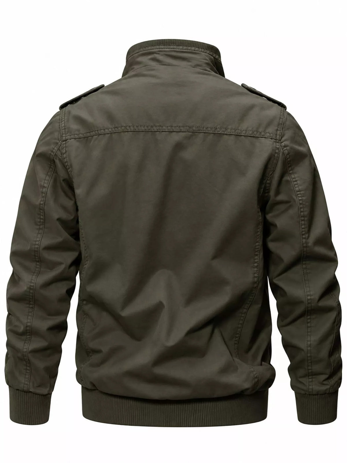 Multi-Pocket Tactical Bomber Jacket — back view