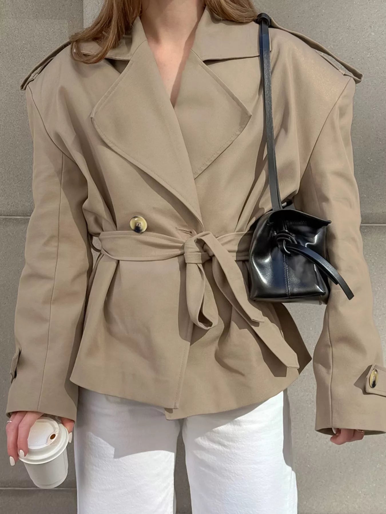 Trendsi Chic Double-Breasted Belted Trench Coat - Outerwear