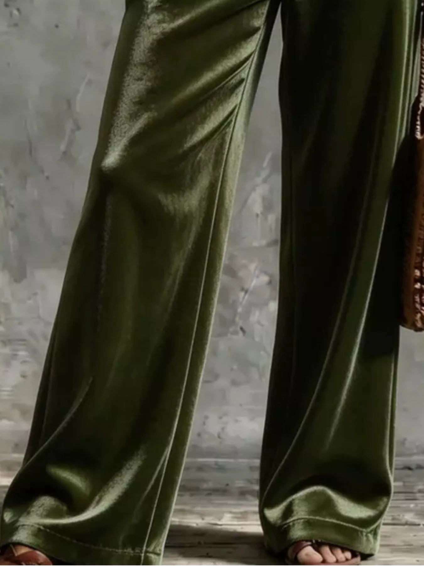 Trendsi Full Size Velvet Wide-Leg Pants Plus Size -