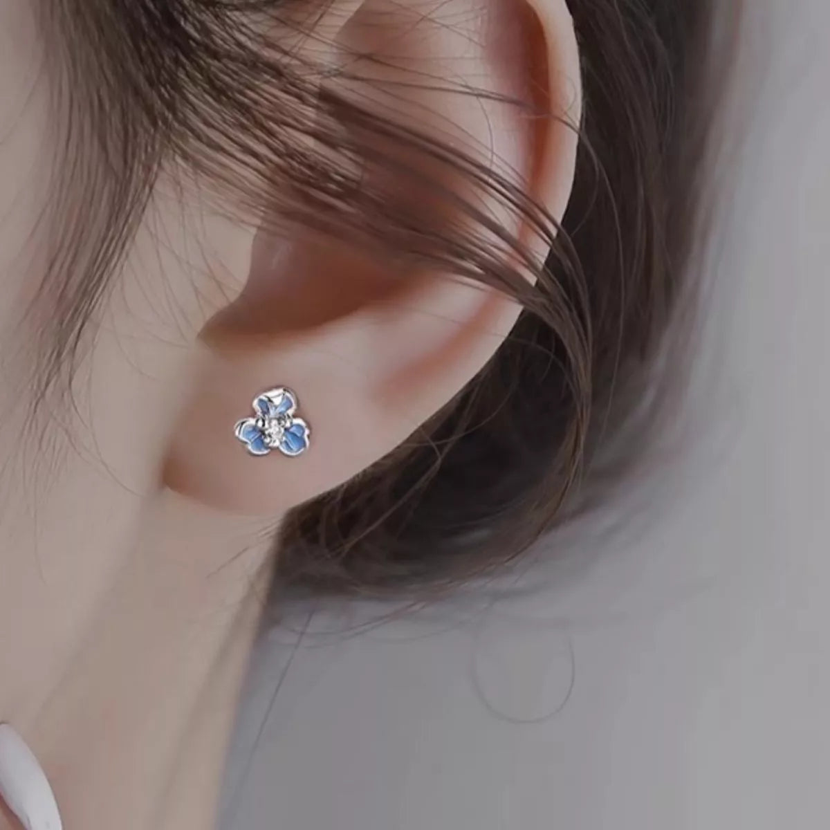 Trendsi 999 Sterling Silver Flower Stud Earrings -