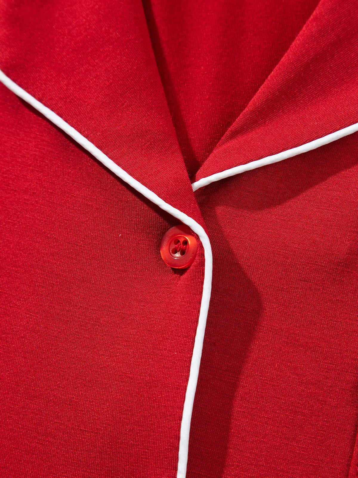 Deep Red bow pocket long sleeve pajama set