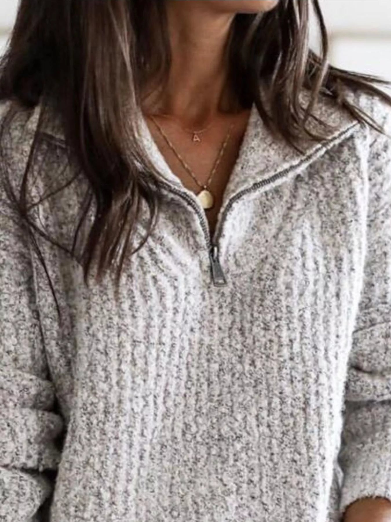 Trendsi Full Size Half-Zip Textured Sweater Plus Size -