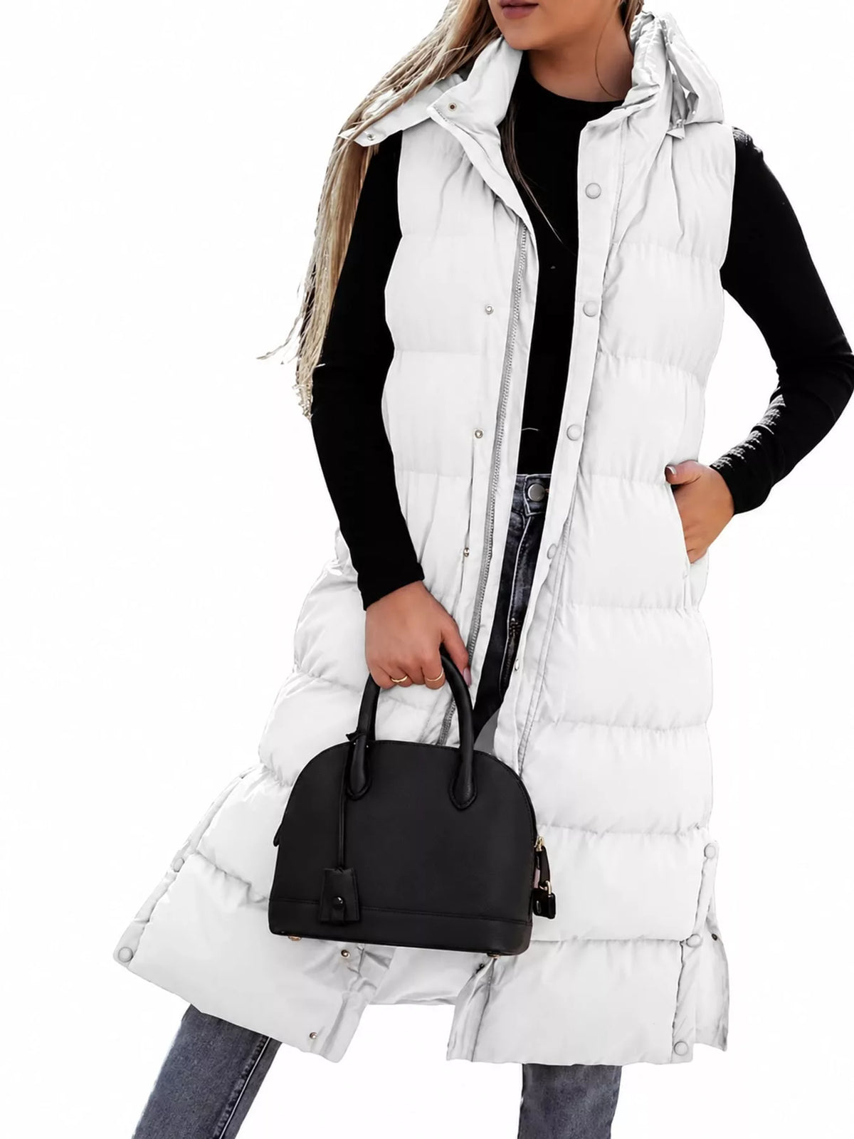 White sleeveless vest