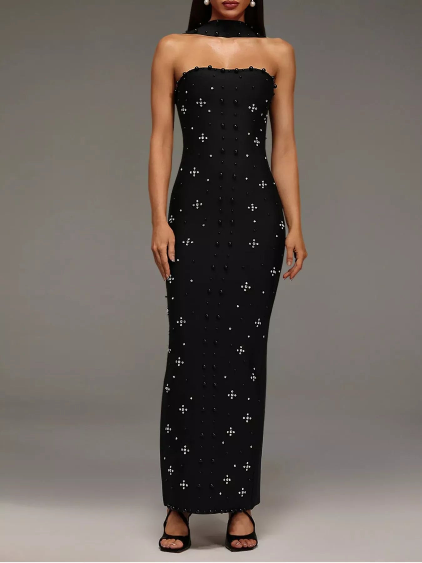 Trendsi Rhinestone Tube Bodycon Maxi Dress -