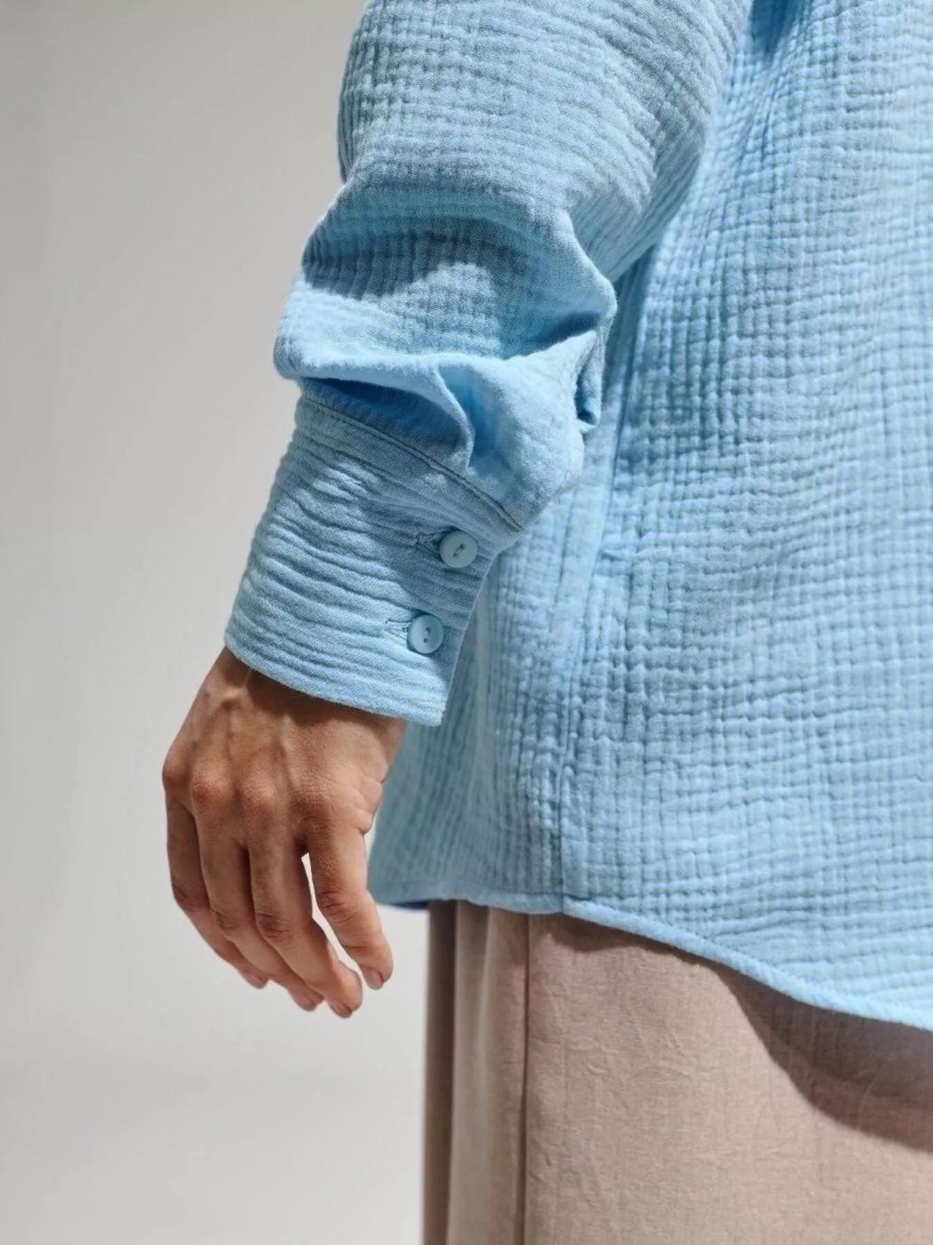 Trendsi Textured Gauze Button-Down Shirt -