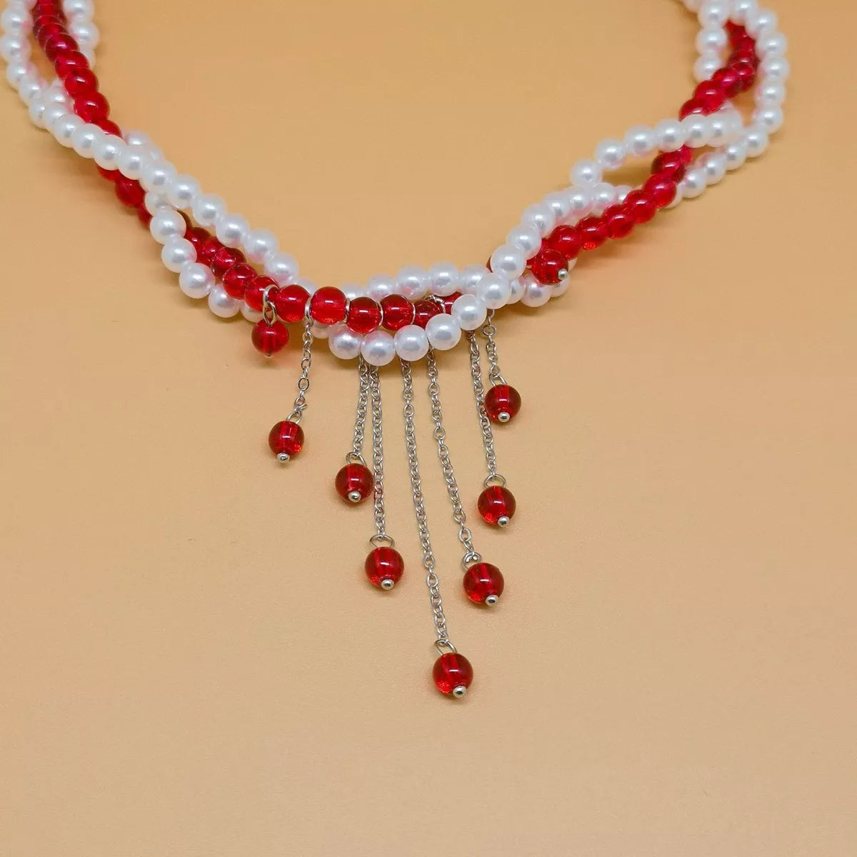 Trendsi Twisted Bead Tassel Necklace -