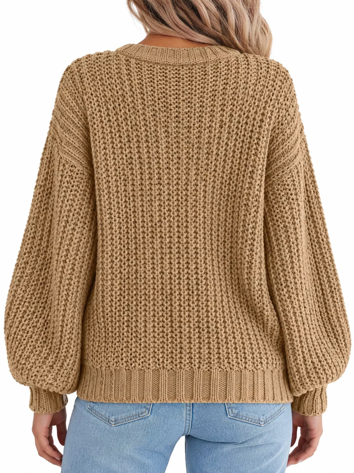 Button cardigan, tan back
