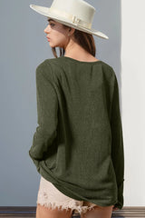 Trendsi Double Take Full Size Notched Thumbhole Long Sleeve T-Shirt -