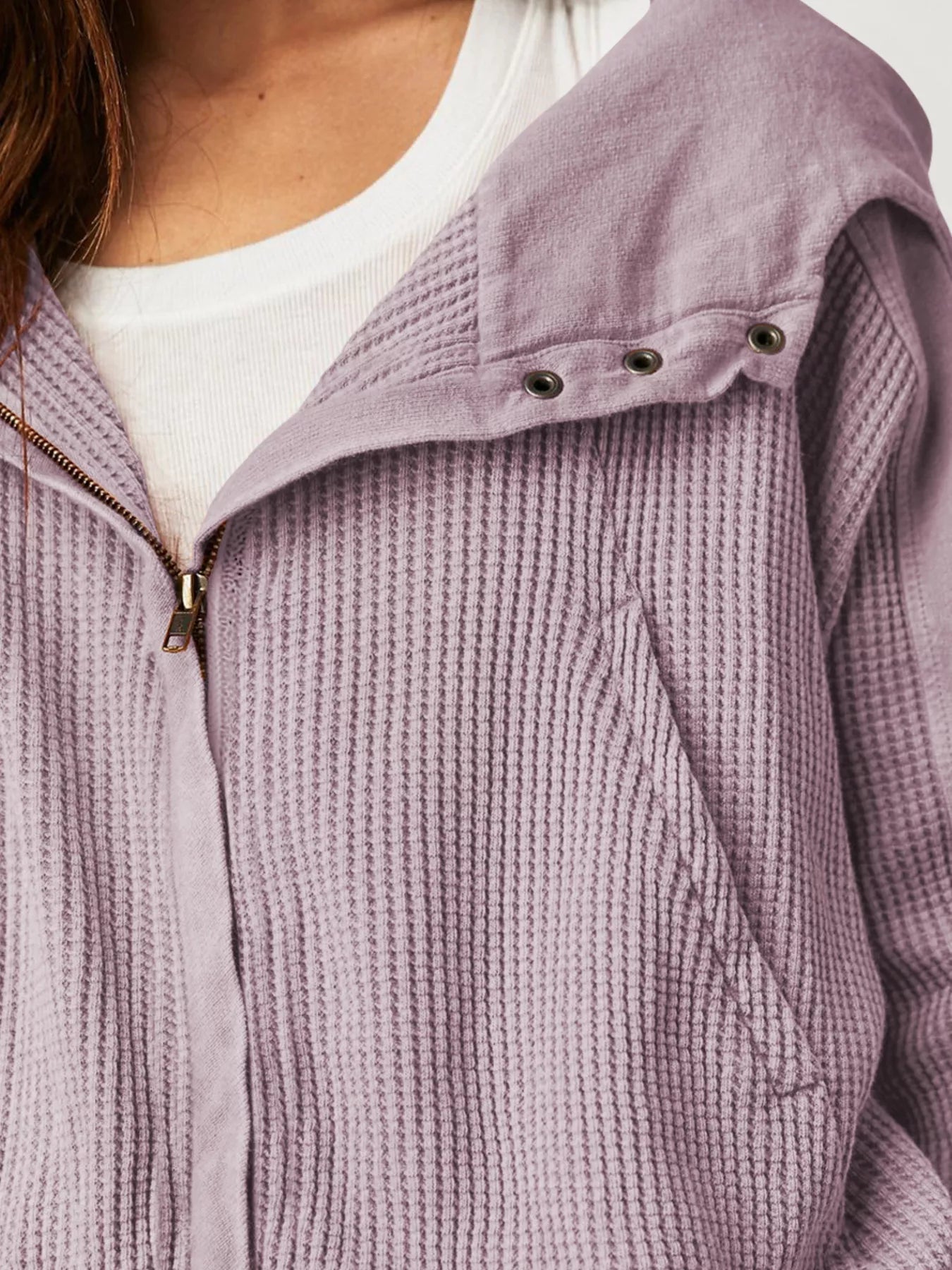 Trendsi Waffle Knit Zip-Up Jacket -