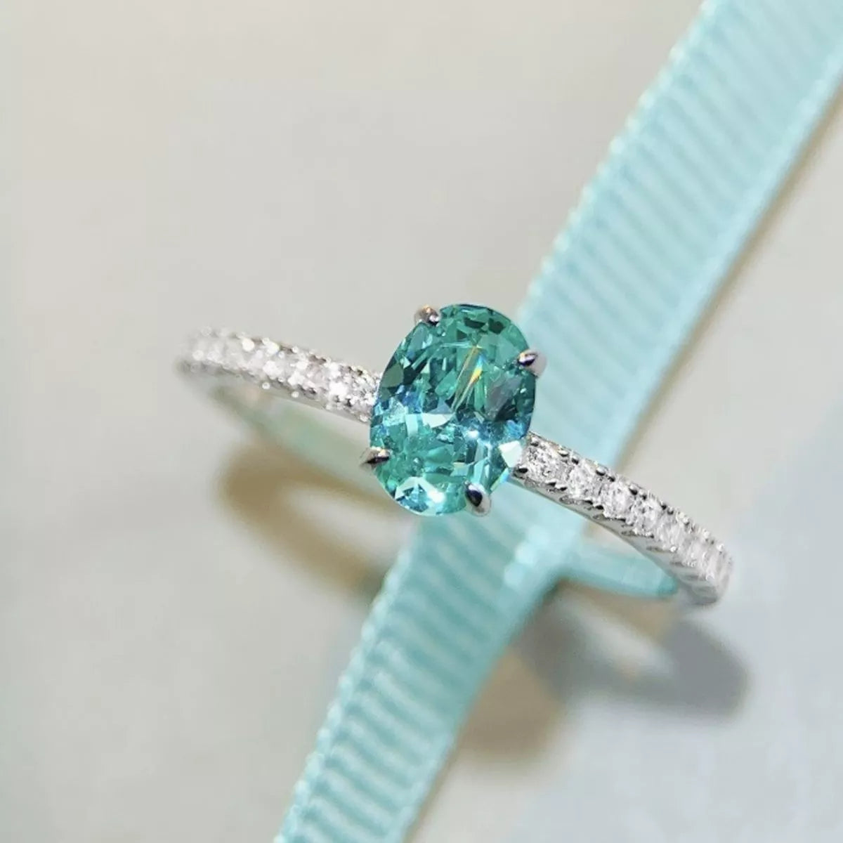 Trendsi 925 Sterling Silver Zircon Oval Ring -