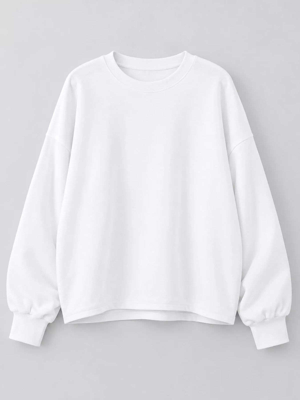 Pullover sweatshirt, white flat front