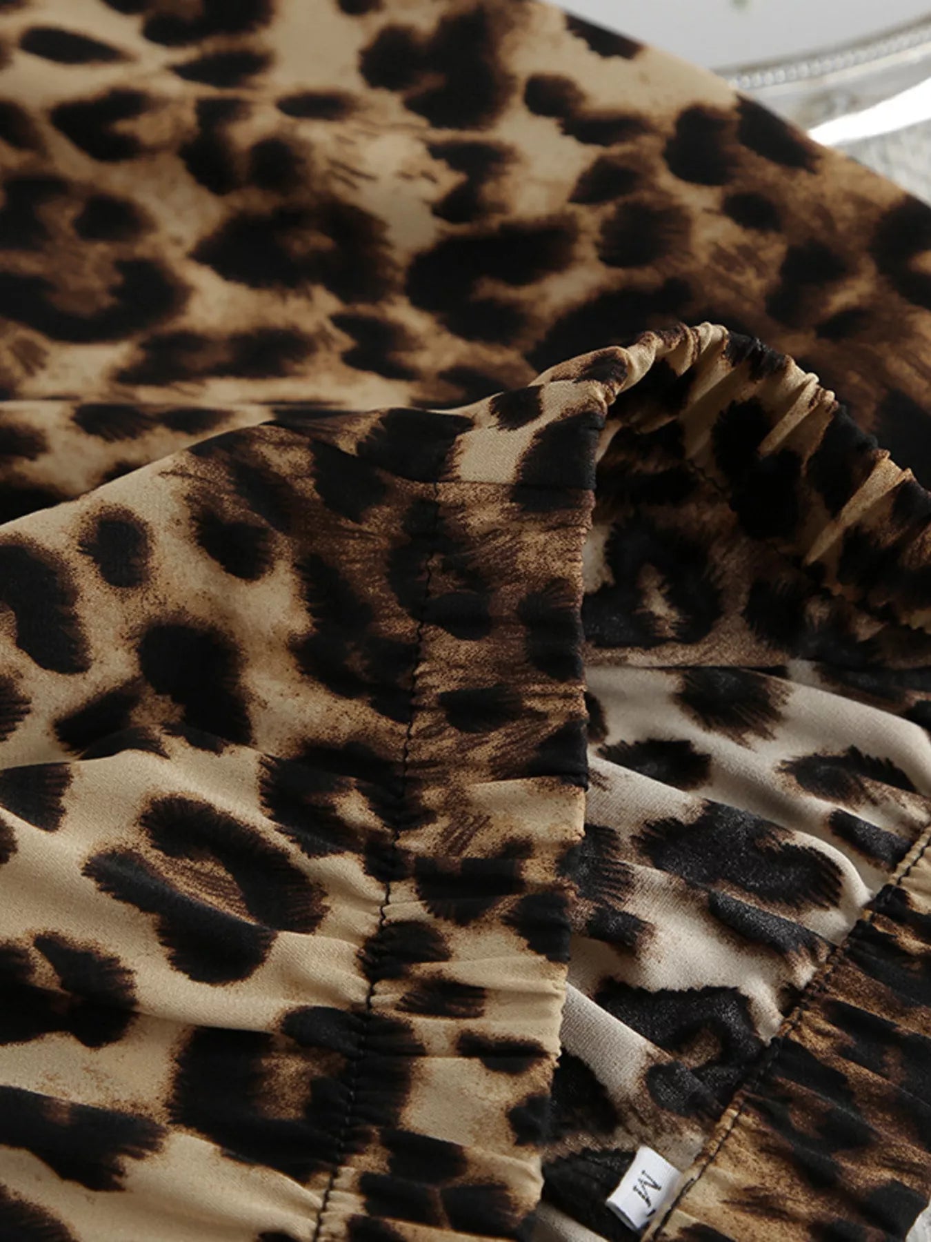 Trendsi Leopard Cardigan and Wide Leg Pants Lounge Set -