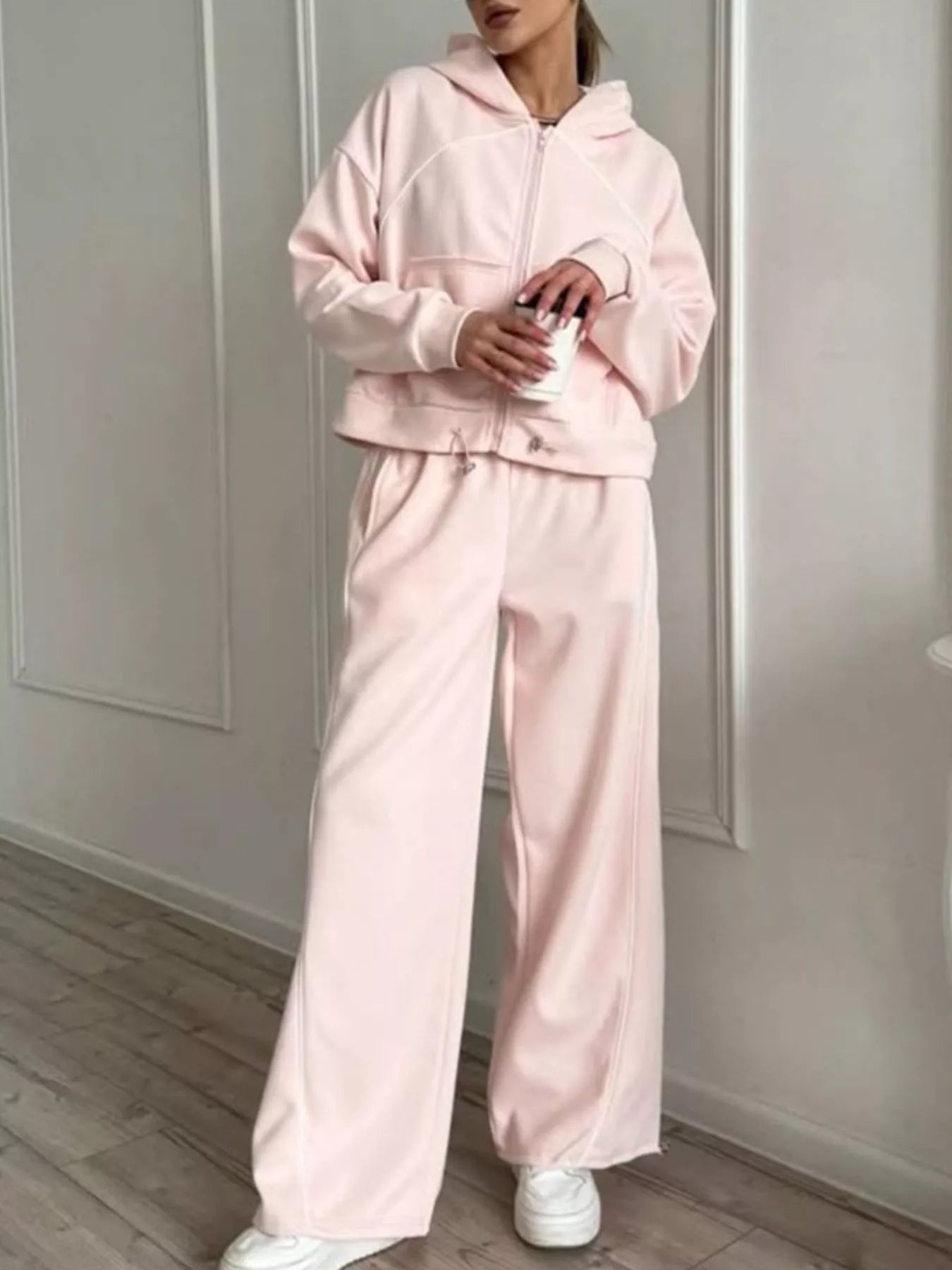 Trendsi Fleece Zip-Up Hoodie and Joggers Set -