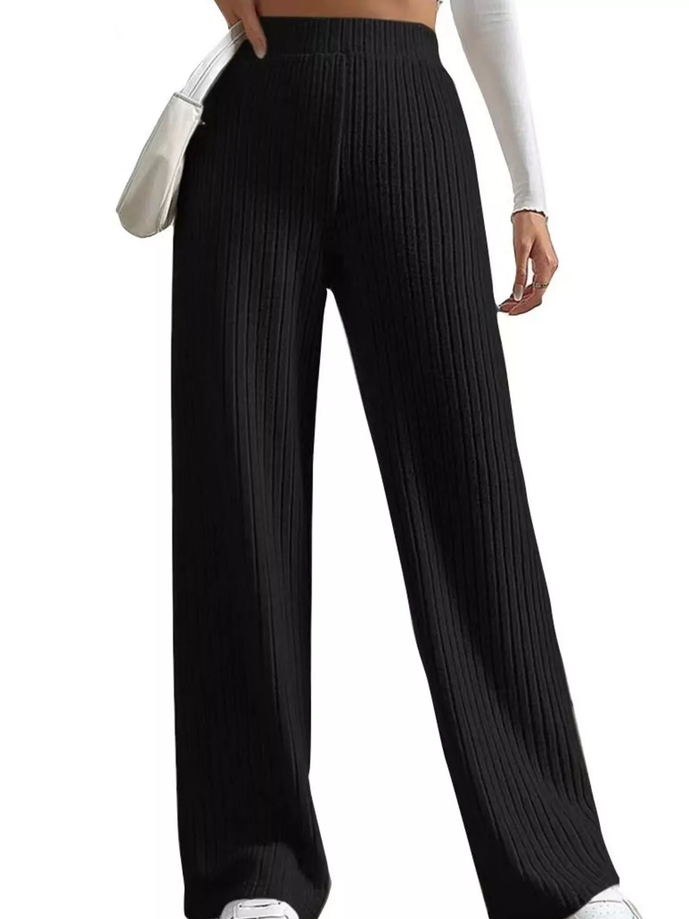 Trendsi Ribbed Knit Wide-Leg Sweater Pants -