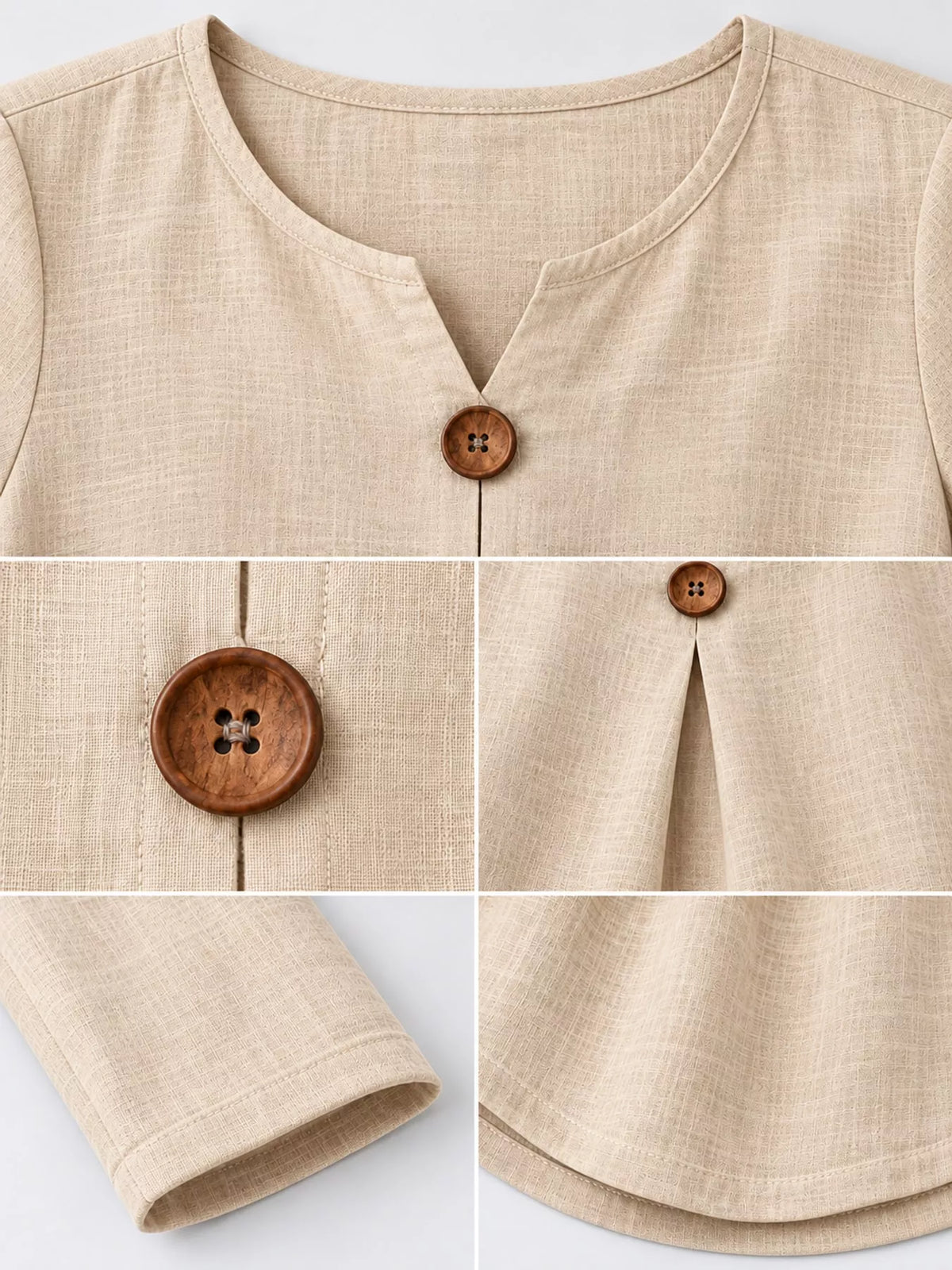 Apricot long sleeve decorative button blouse