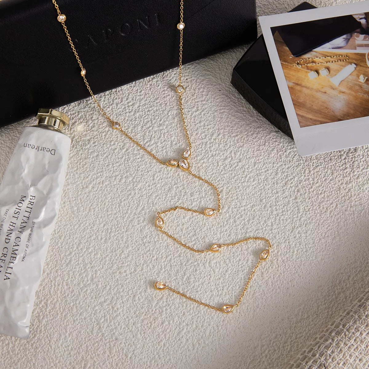 Trendsi 18K Gold-Plated Zircon Chain Necklace -