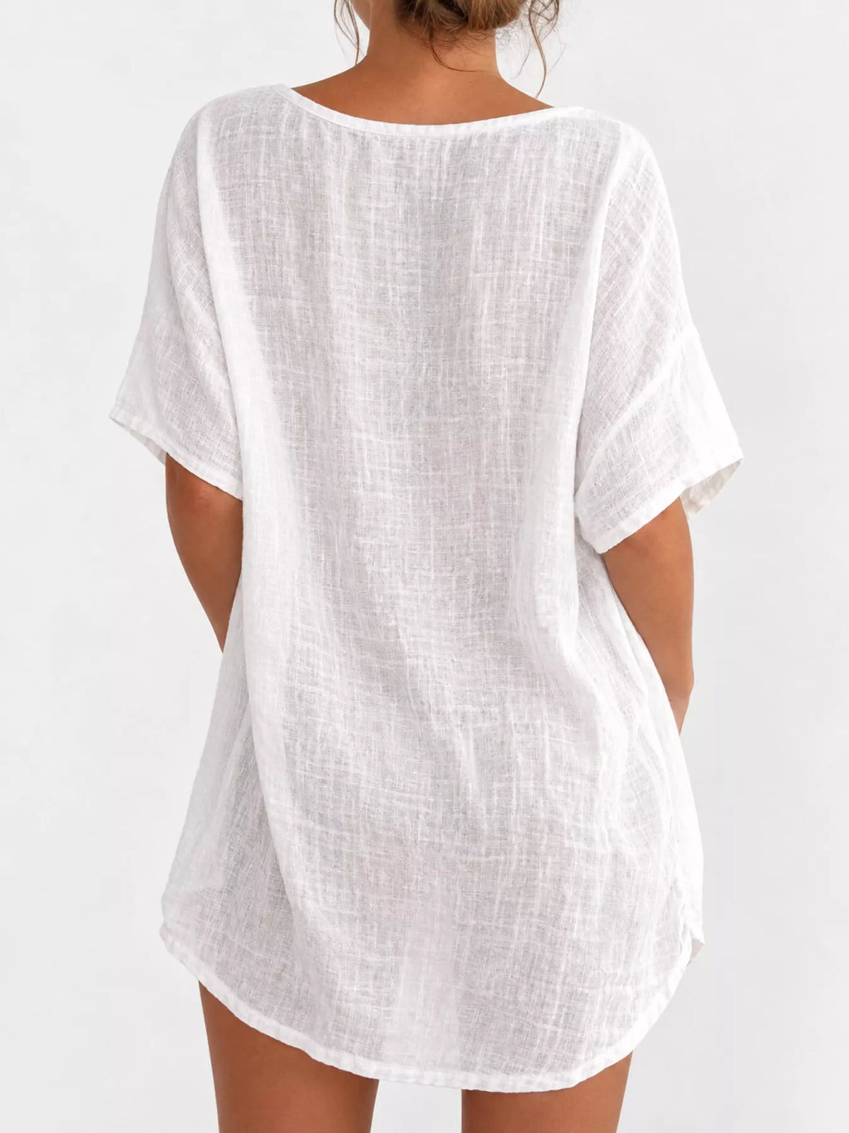 Linen-blend shirt, white back