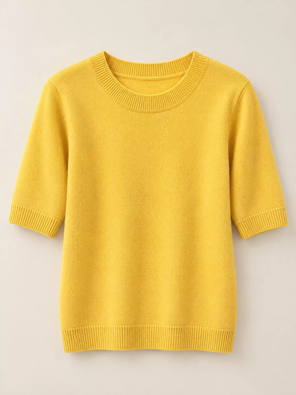 Mustard Yellow round neck short-sleeve sweater