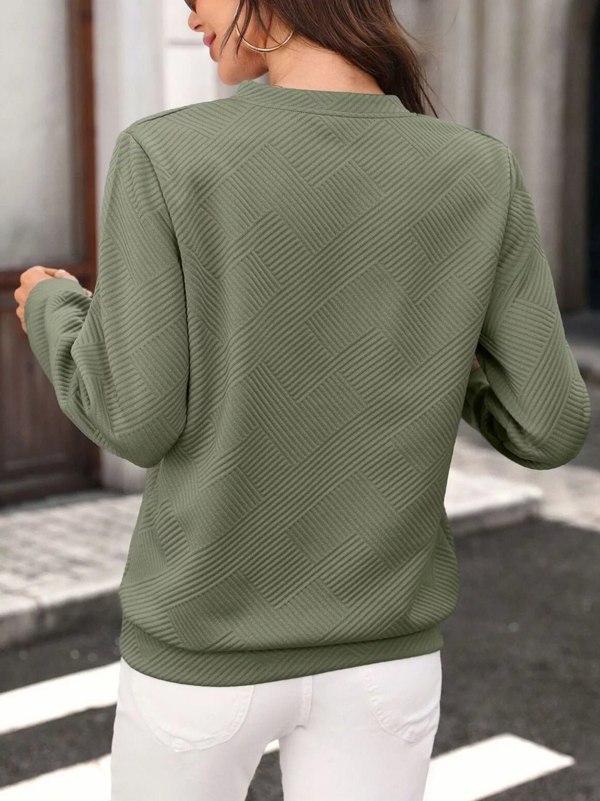 Trendsi Textured Quarter-Zip Sweatshirt -