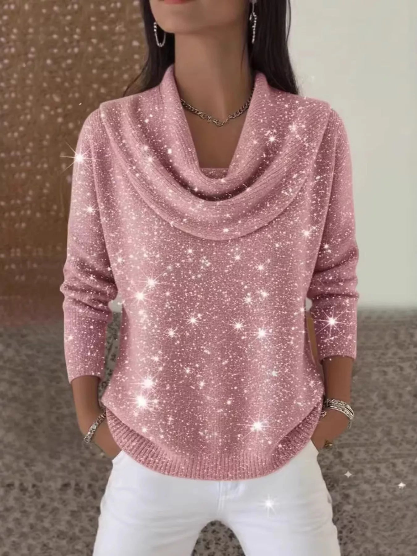 Trendsi Full Size Solid Color Cowl Neck Sweater Plus Size -