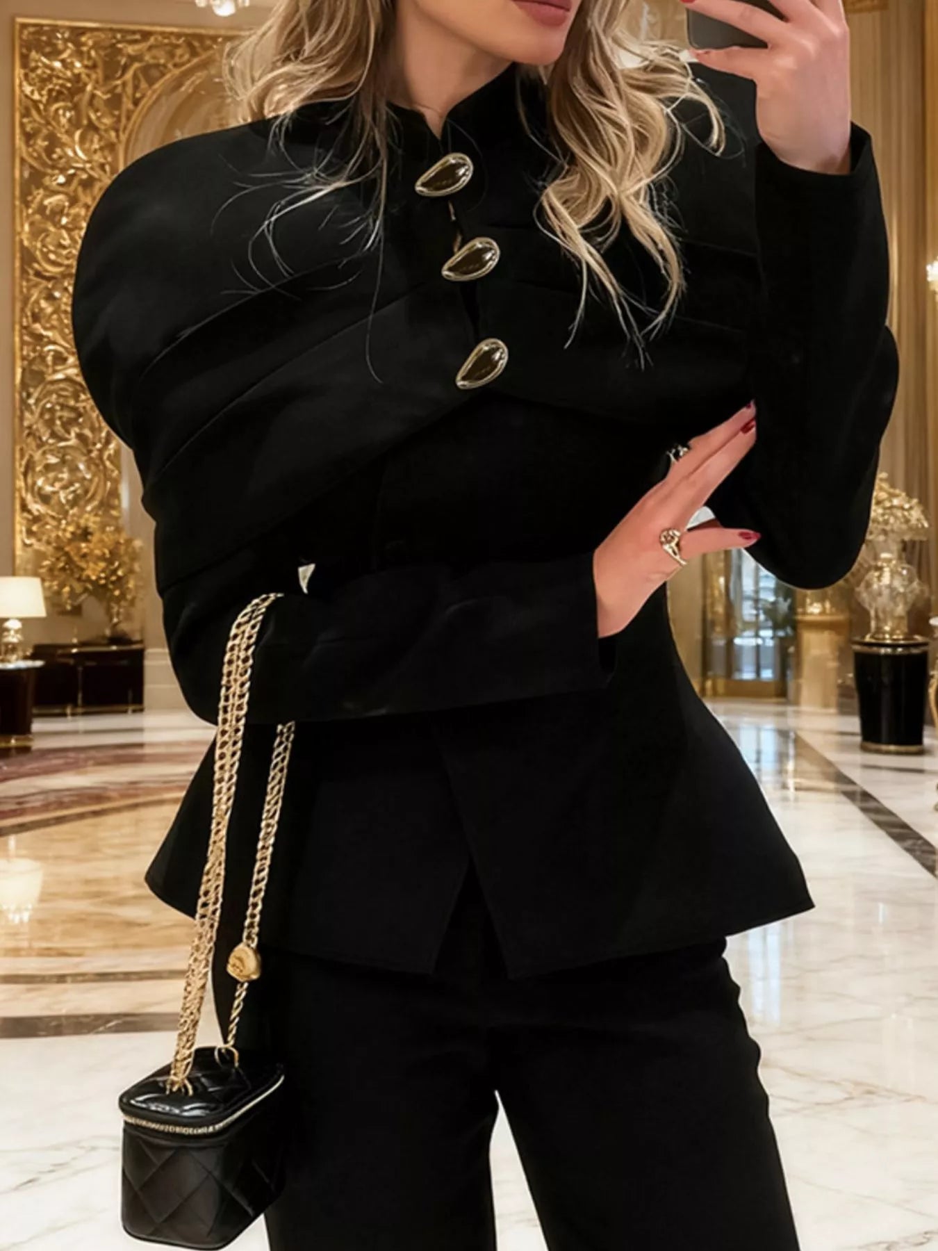 Trendsi Cape-Style Button Up Outerwear -