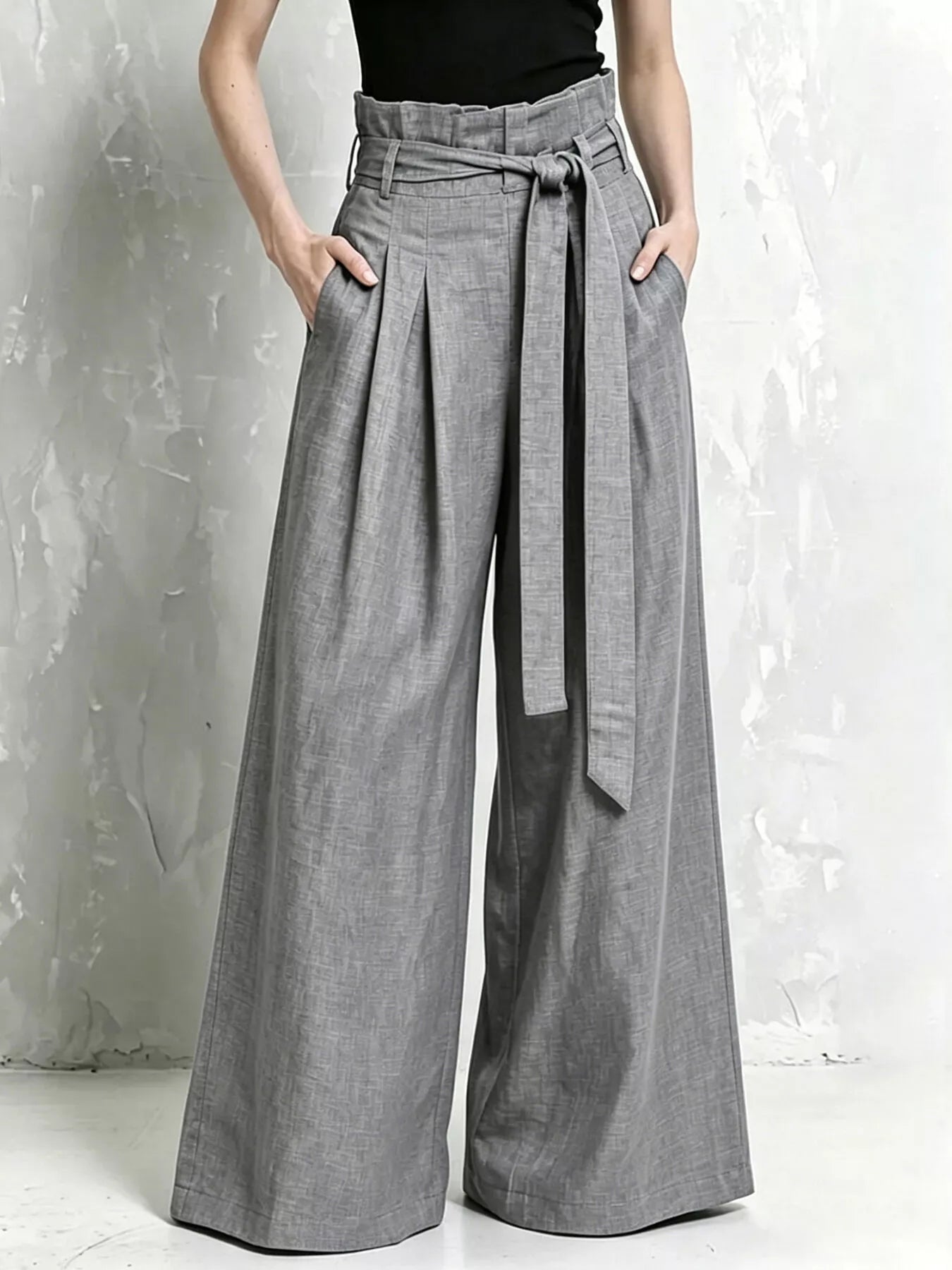 Trendsi Full Size Wide-Leg Paperbag Waist Pants Plus Size -