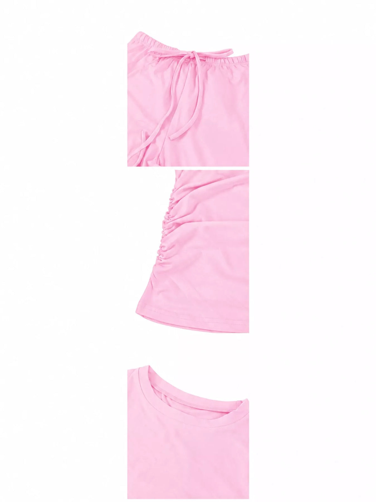 Long Sleeve Top and Wide-Leg Drawstring Pants Set — construction details