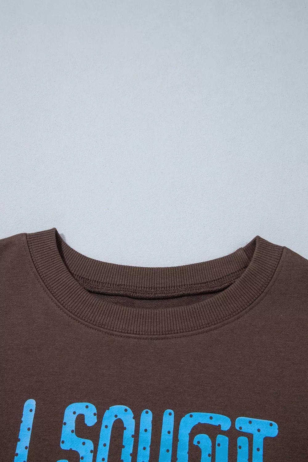 Brown slogan print sweatshirt, crew neckline and slogan detail
