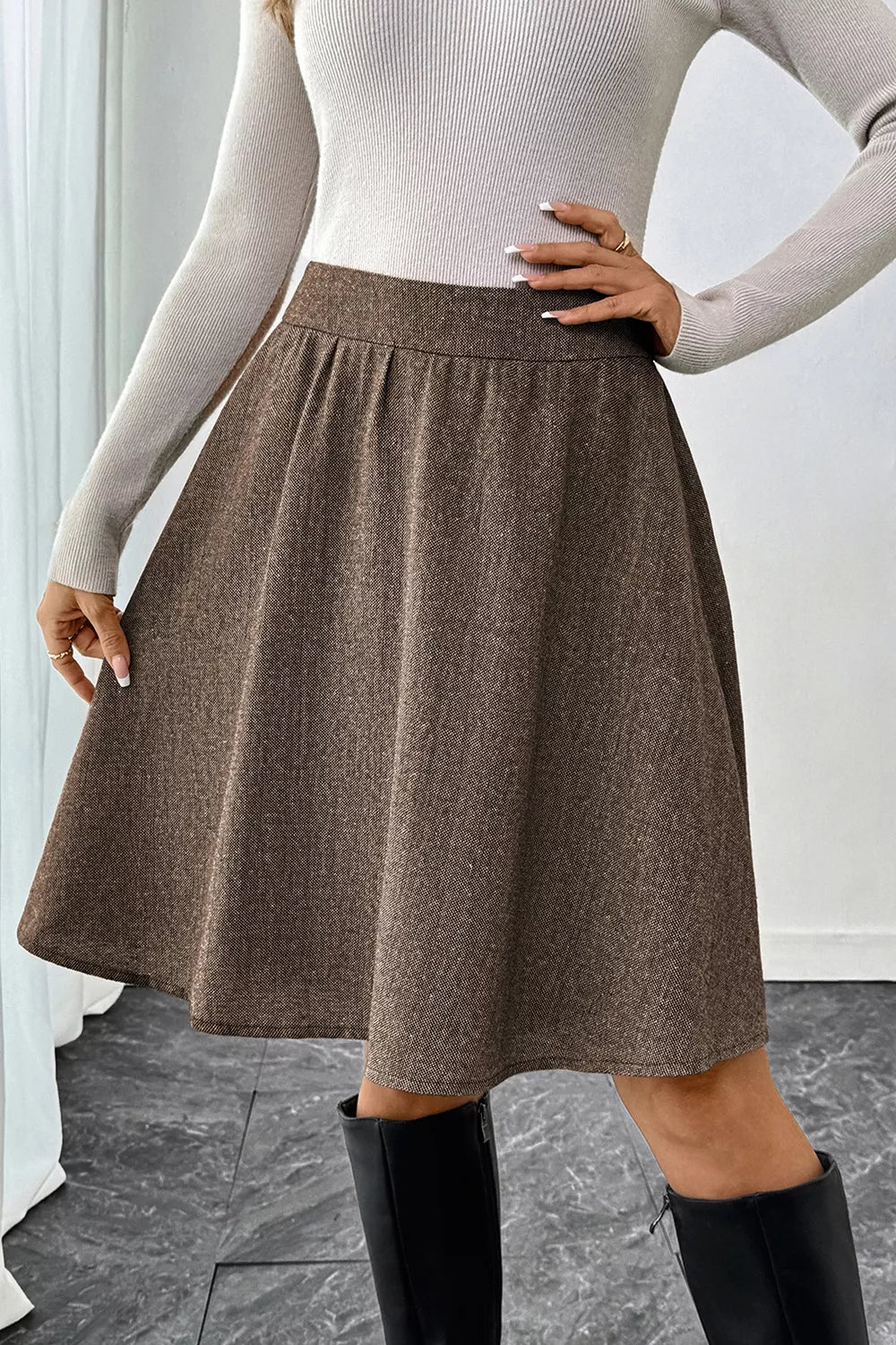 Trendsi A-Line Textured Skirt -