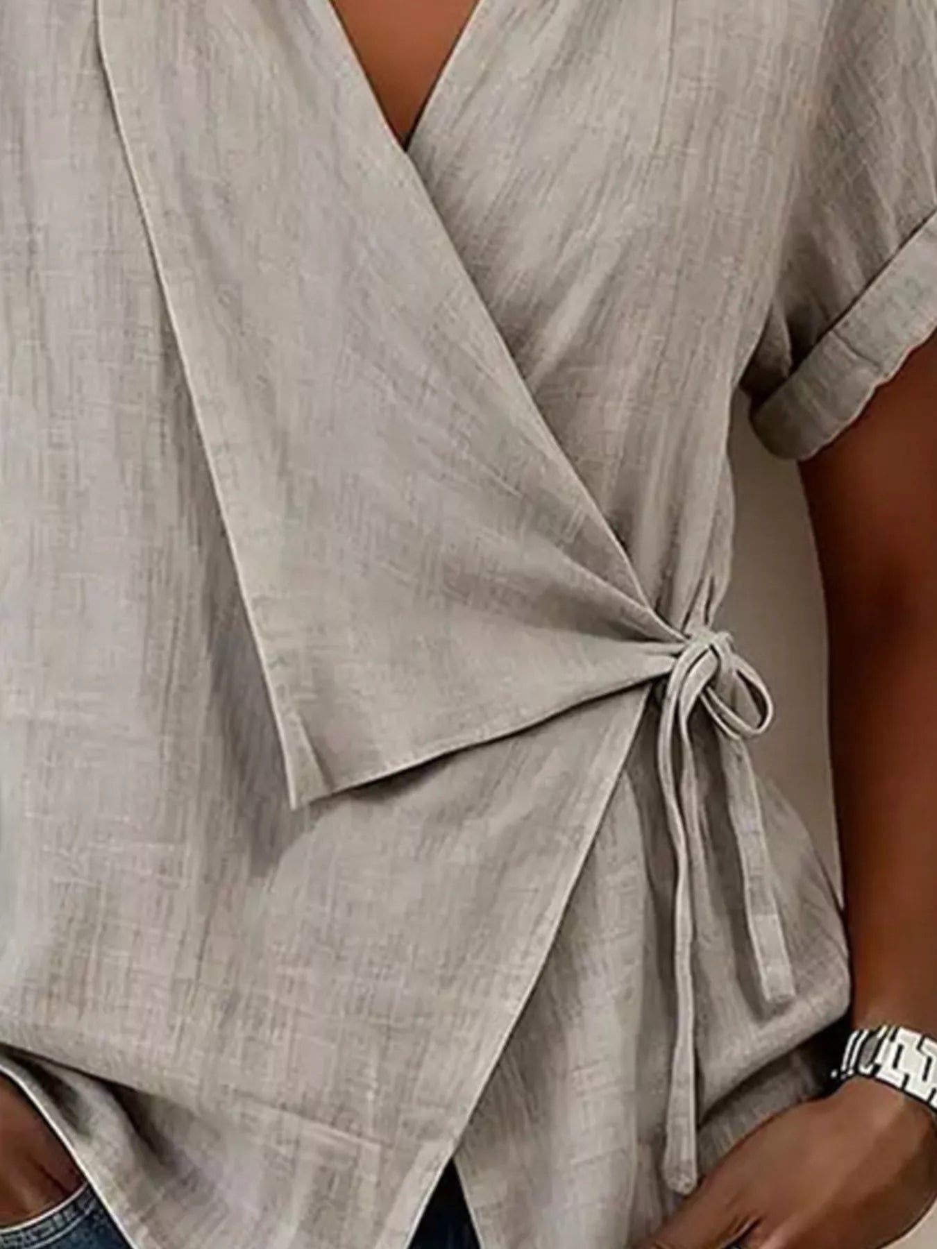 Trendsi Tie-Side Detail Wrap Top -