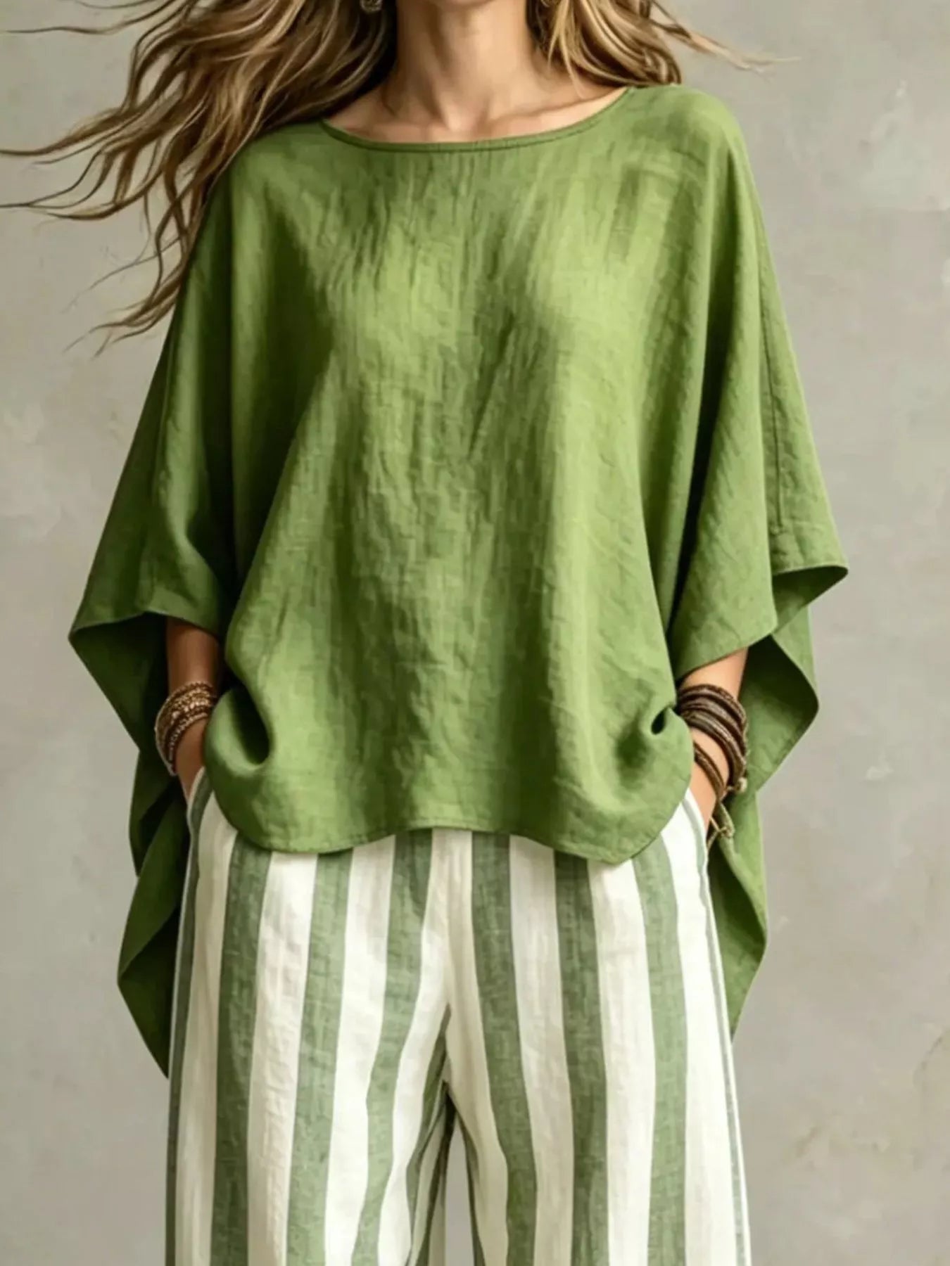 Trendsi Full Size Solid Color Top and Pants Set Plus Size -