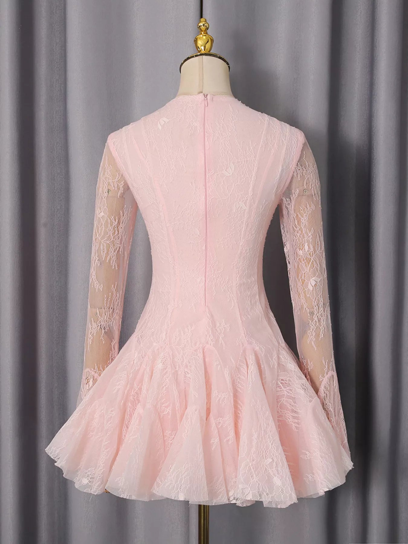 Trendsi Lace Flare Sleeve Mini Dress -