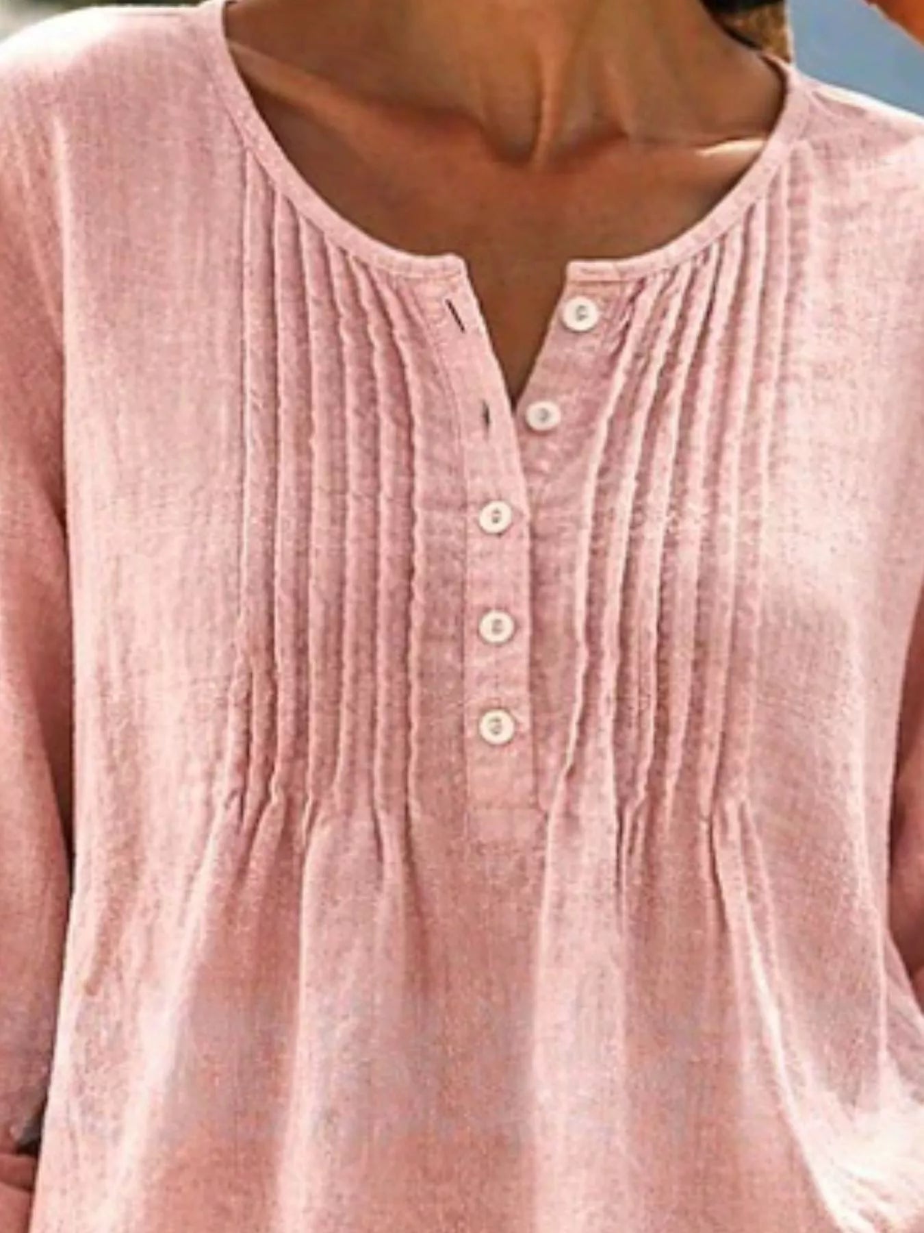 Trendsi Casual Button Detail Long Sleeve Linen Shirt -