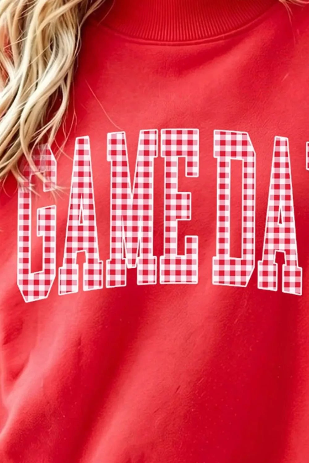 Game Day plaid-sleeve mock-neck sweatshirt