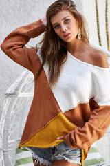 Trendsi BiBi Color Block Geometric Sweater -