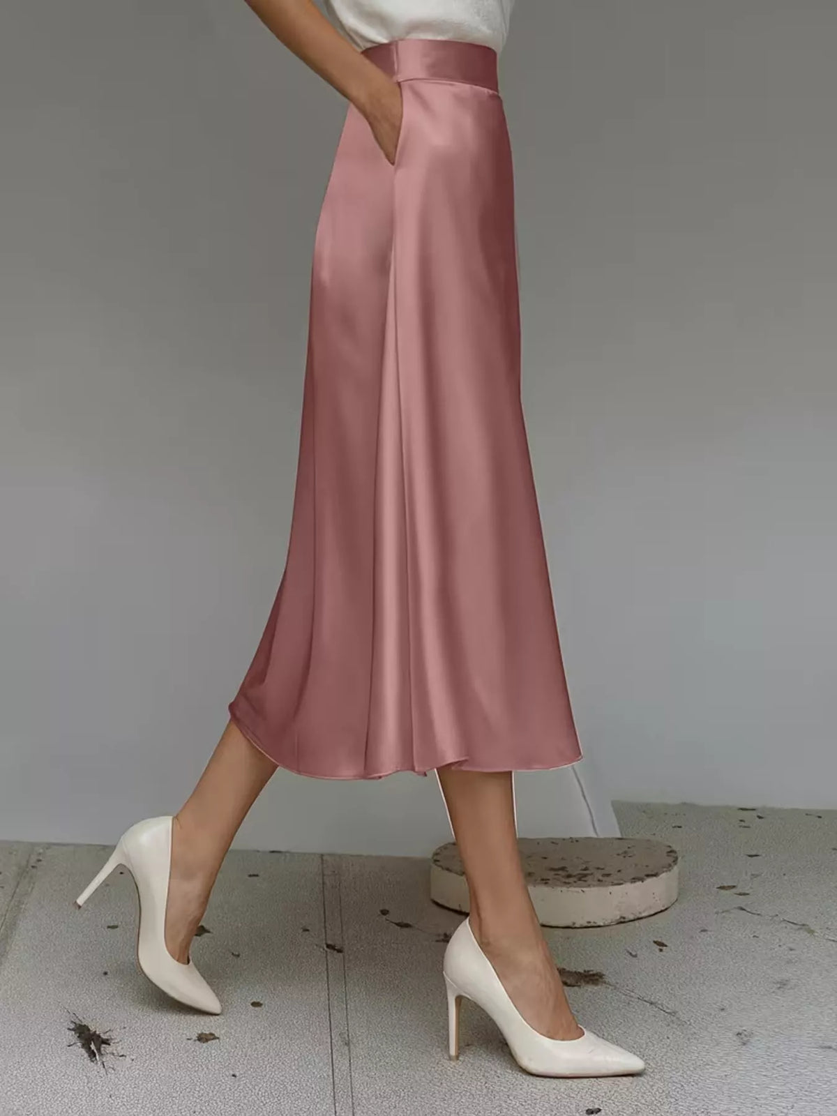 Trendsi Satin Midi Skirt -