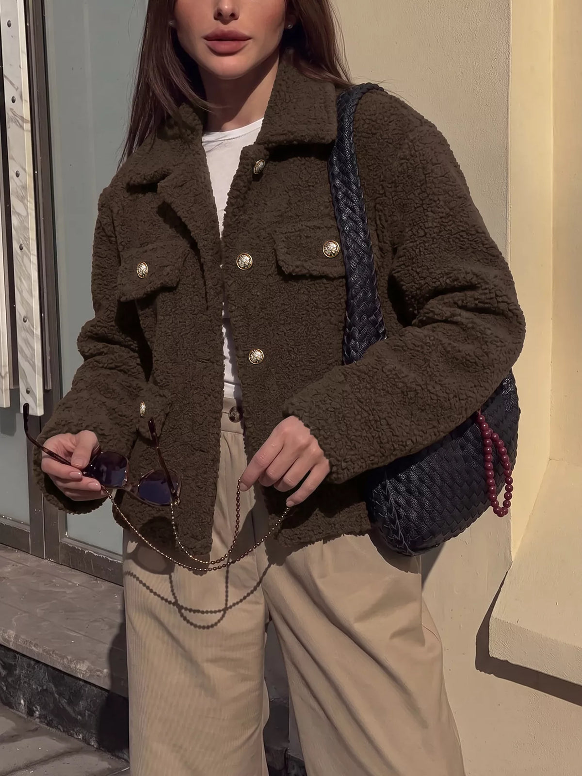 Sherpa Button-Up Jacket — front view
