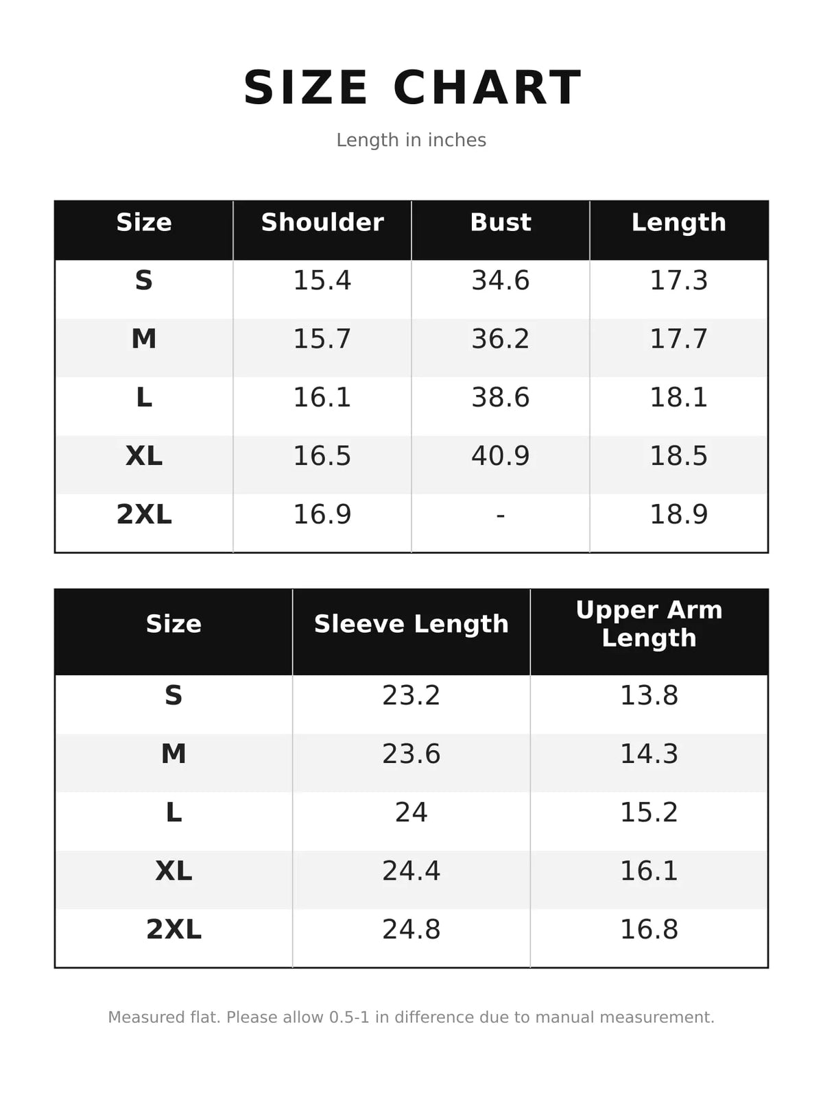 Size chart for tweed dress and cardigan set