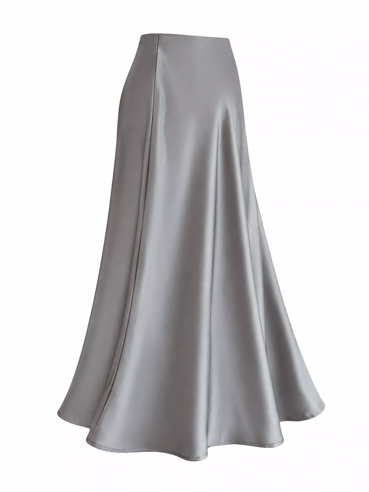 Zip-up satin skirt, gray side