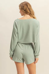 Trendsi HYFVE Boat Neck Long Sleeve Cropped Top -
