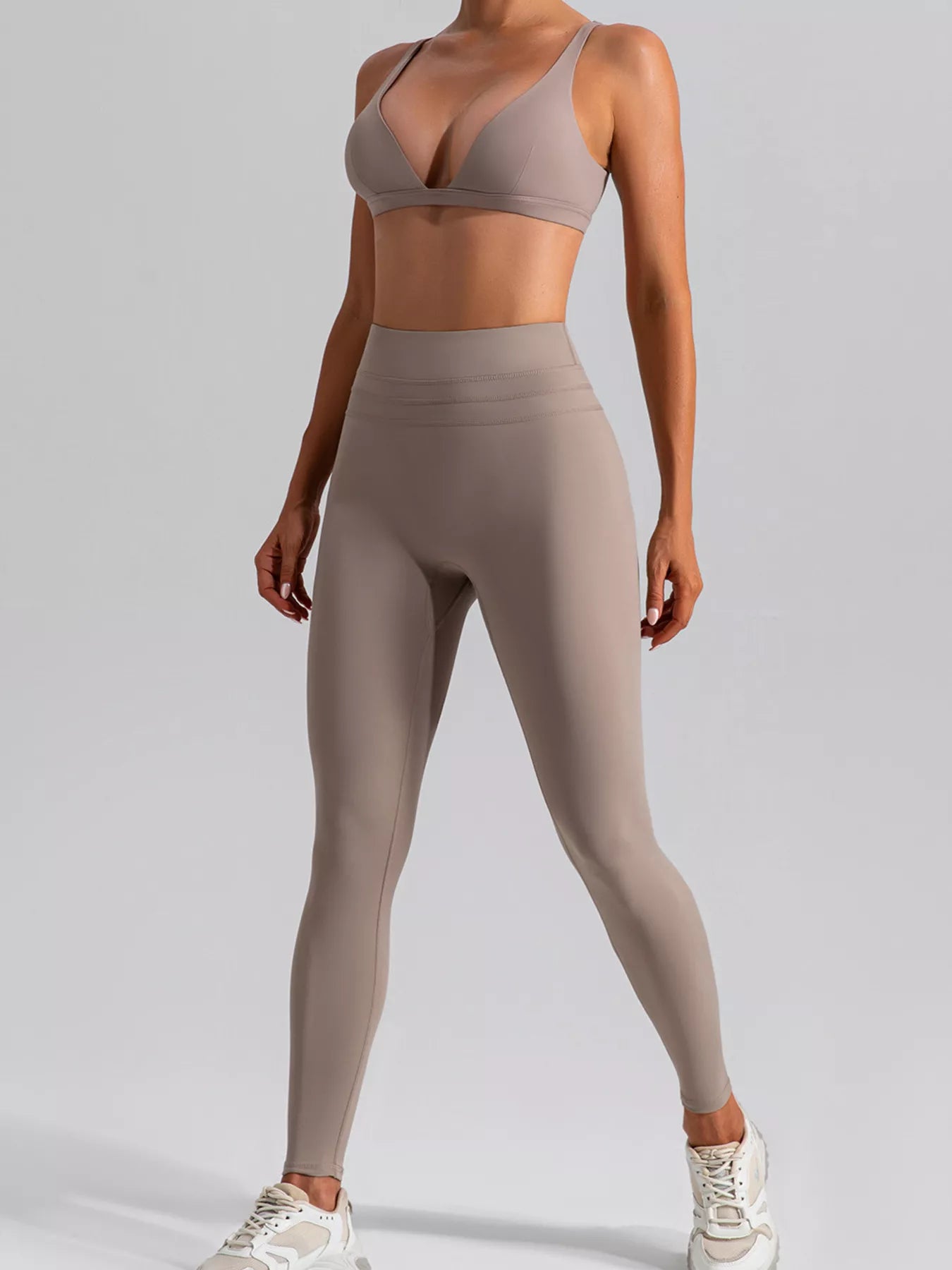 Trendsi V-Neck Tank and High-Waisted Seamless Pants Active Set -