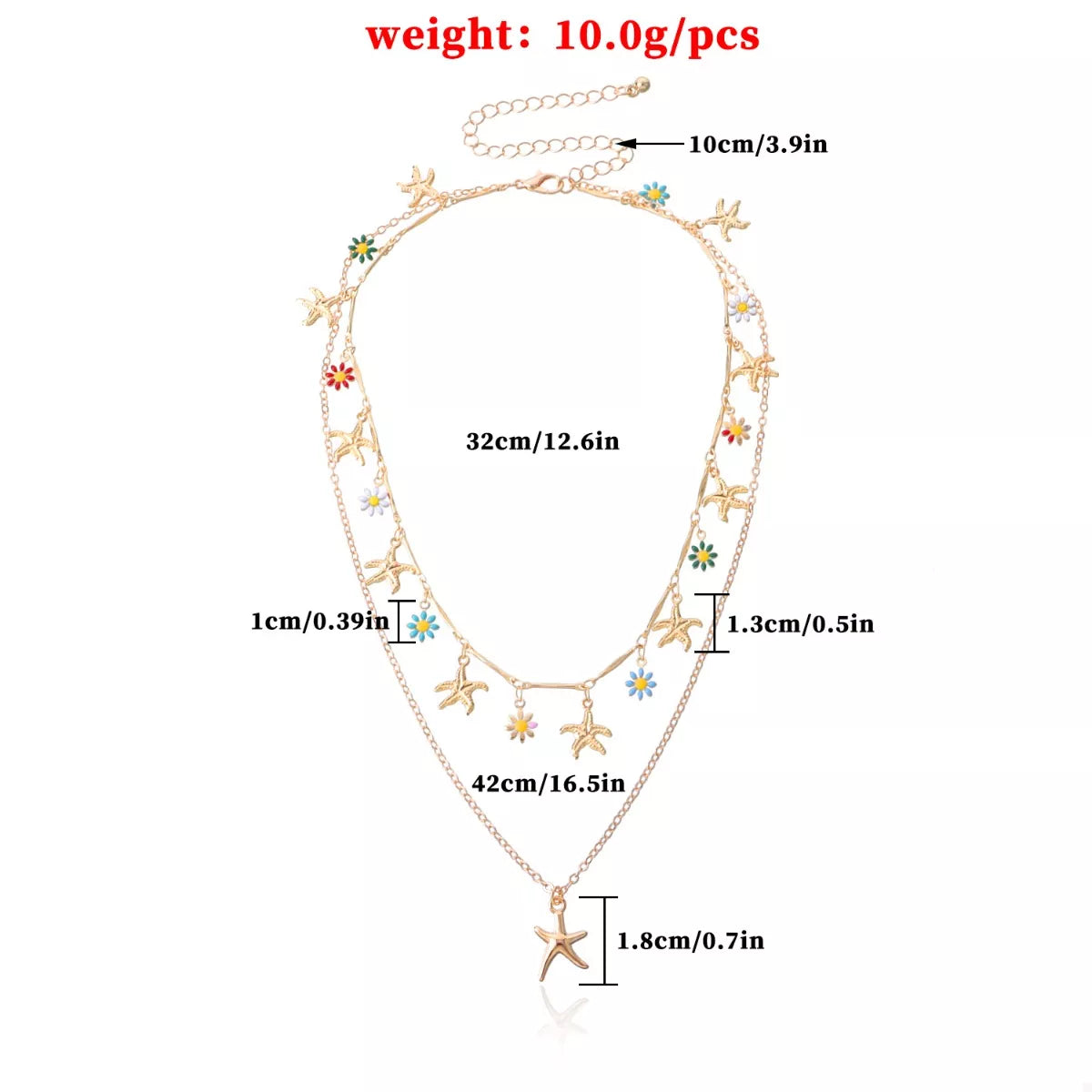 Trendsi Starfish Charm Double Layered Necklace -