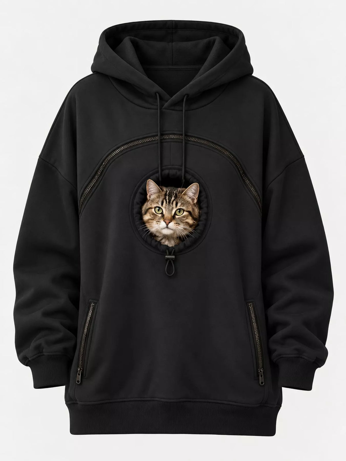 Black kangaroo pet pouch hoodie