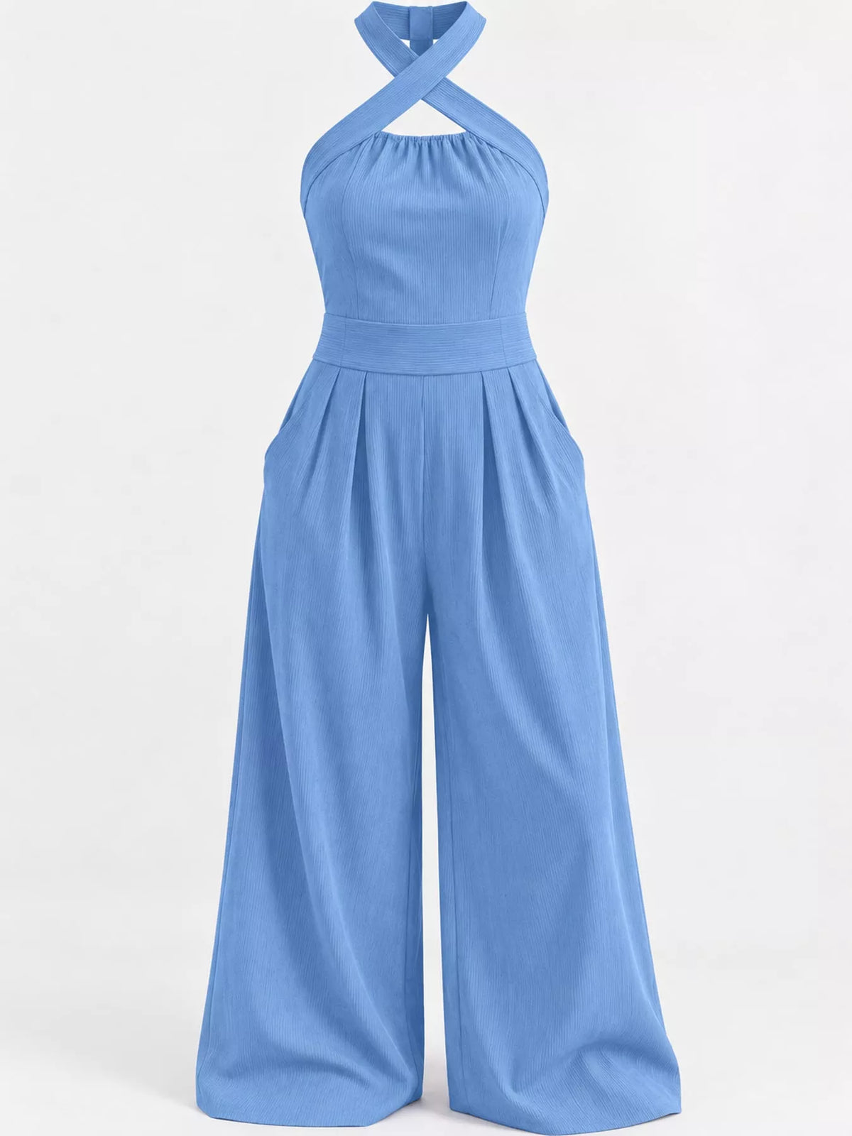 Wide-leg jumpsuit, light blue flat lay