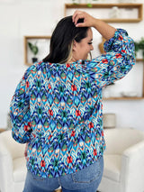 Trendsi Double Take Full Size Printed Balloon Sleeve Blouse -