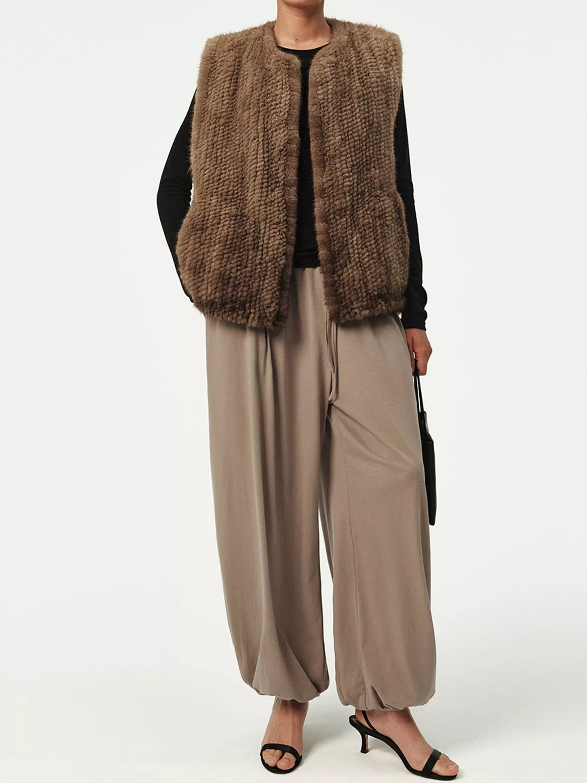 vest, front view on model