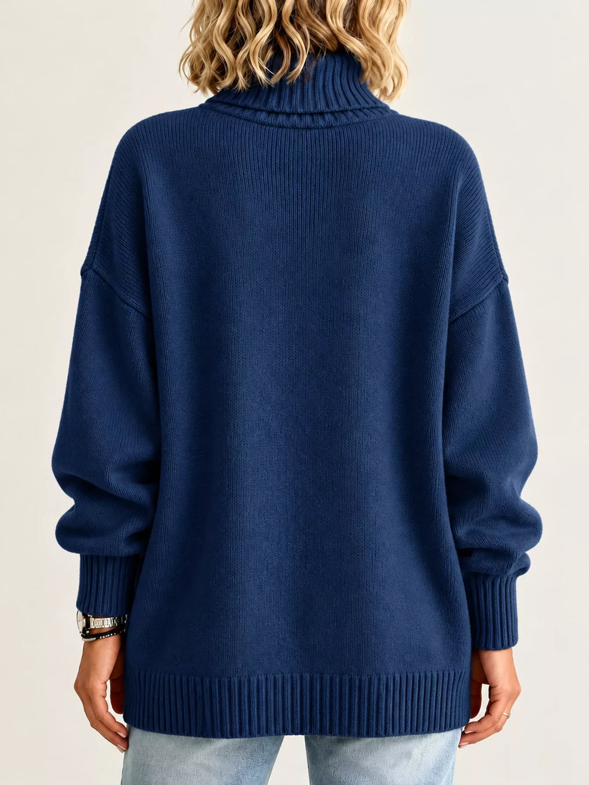 Oversized Turtleneck Pullover Sweater — back view