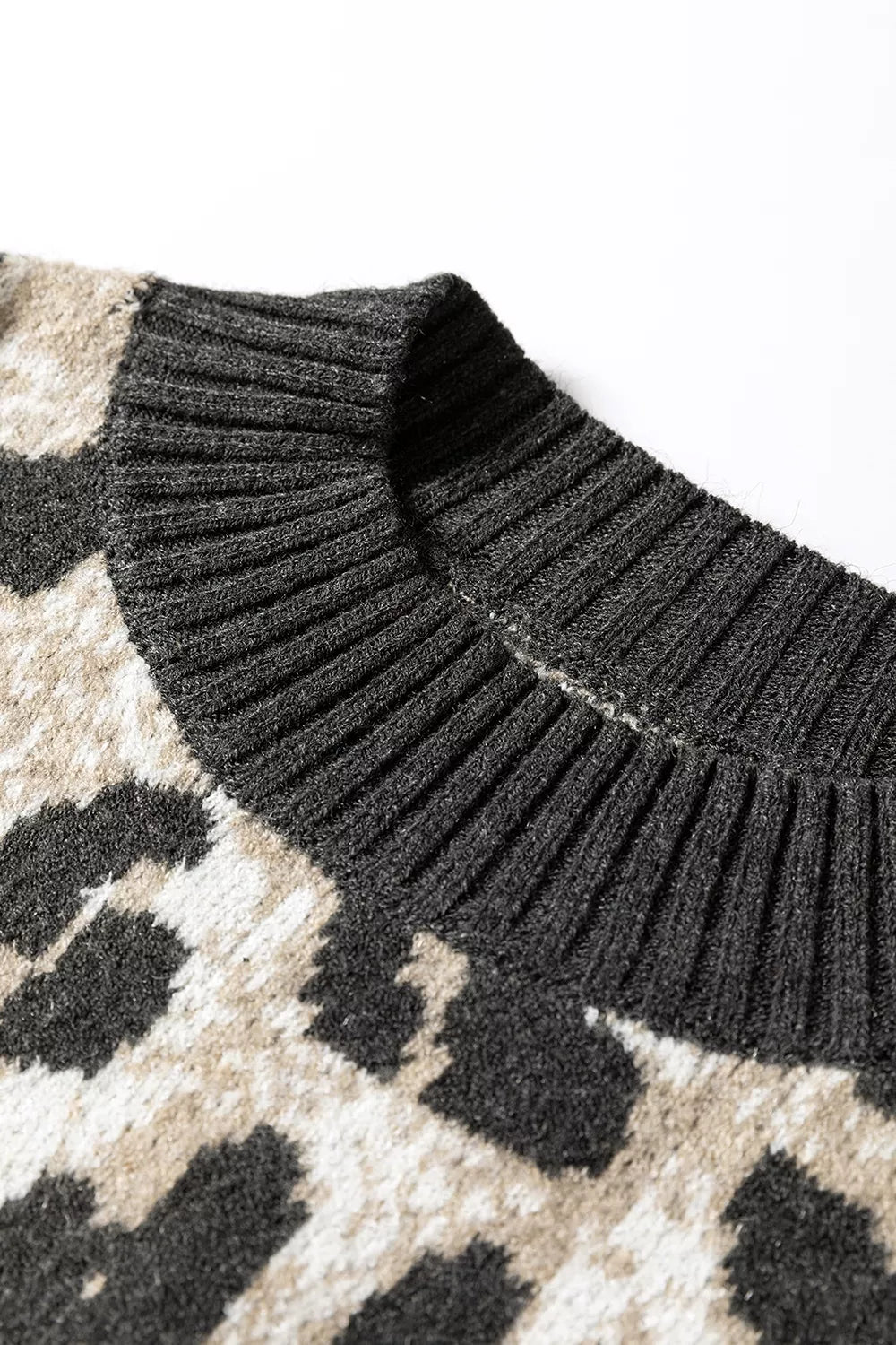 Trendsi Leopard Drop Shoulder Baggy Sweater -