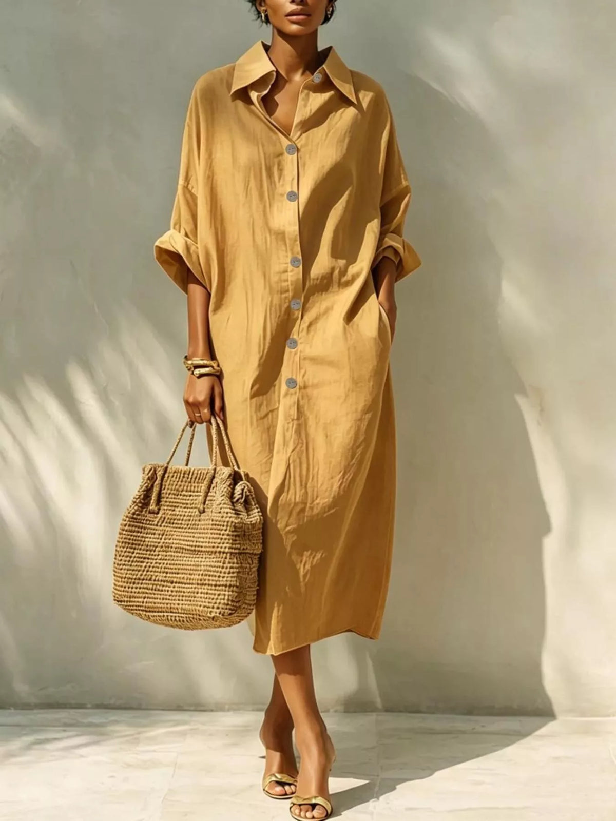 White button-down shirt dress